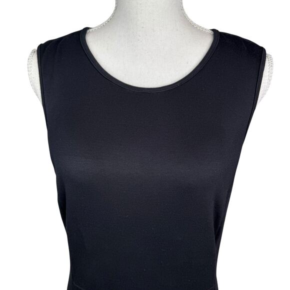 Donna Ricco Fit and Flare Sleeveless Dress LBD Black Stretch Knit  Knee Length L - Picture 2 of 7